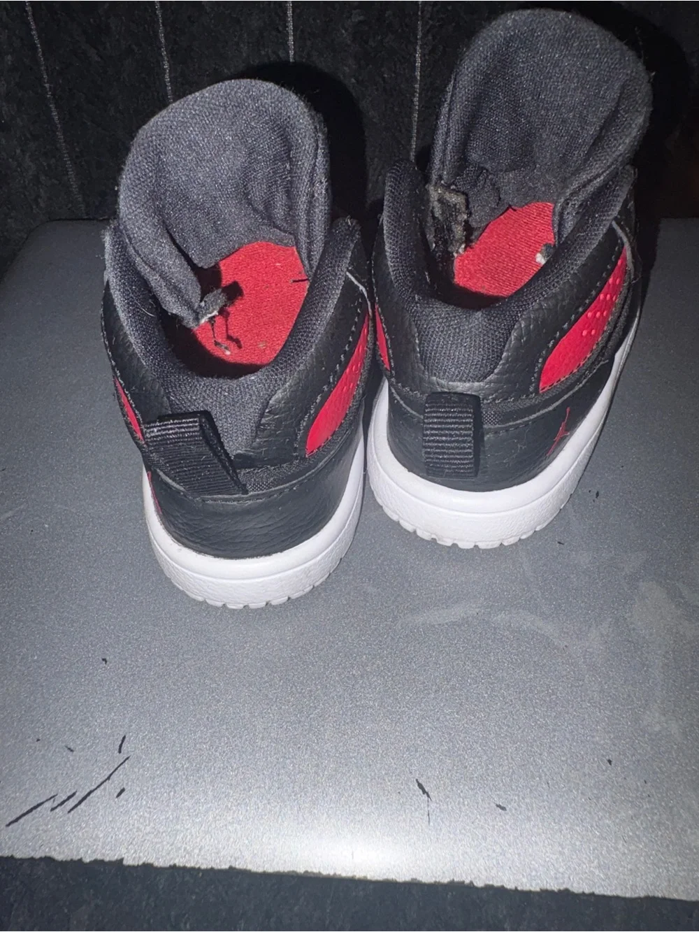 Jordan Kids Black and Red High-Top Sneakers
